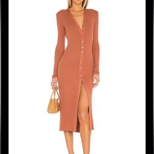 ENZA COSTA: Silk Rib Long Sleeve Cardigan Midi dress